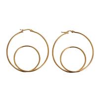 Stainless Steel Hoop Earring, 316 Stainless Steel, 18K gold plated, fashion jewelry & for woman, golden 