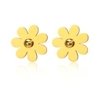 Stainless Steel Stud Earring, 304 Stainless Steel, Daisy, Vacuum Ion Plating, fashion jewelry & for woman, golden, 10mm 