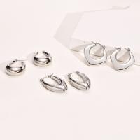 Stainless Steel Hoop Earring, 304 Stainless Steel, fashion jewelry & for woman, silver color 