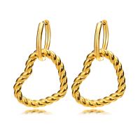 Huggie Hoop Drop Earring, 304 Stainless Steel, Heart, Vacuum Ion Plating, fashion jewelry & for woman, golden, 30.5mm,21*2.5mm 