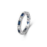 Латунное кольцо с стразами, Латунь, Кольцевая форма, Платиновое покрытие платиновым цвет, ювелирные изделия моды & разный размер для выбора & Женский & со стразами, темно-синий размер:6-10, продается PC
