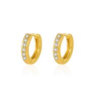 Brass Huggie Hoop Earring, Donut, plated, fashion jewelry & micro pave cubic zirconia & for woman 