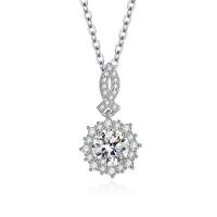 Cubic Zircon Micro Pave Brass Necklace, Flower, platinum color plated, fashion jewelry & micro pave cubic zirconia & for woman, platinum color 