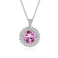 Cubic Zircon Micro Pave Brass Necklace, Dome, platinum color plated, fashion jewelry & micro pave cubic zirconia & for woman 