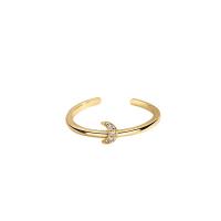 Цирконий Micro Pave Латунь палец кольцо, плакированный настоящим золотом, Регулируемый & инкрустированное микро кубического циркония & Женский, золотой, продается PC