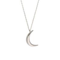 Sterling Silver Jewelry Necklace, 925 Sterling Silver, Moon, plated, fashion jewelry & for woman Approx 17.7 Inch 