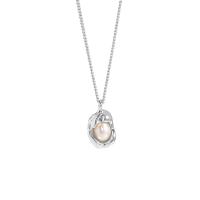 Sterling Silver Pearl Necklace, 925 Sterling Silver, with Shell Pearl, plated, fashion jewelry & for woman cm 