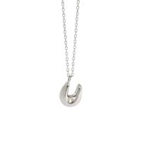 Sterling Silver Jewelry Necklace, 925 Sterling Silver, Letter U, platinum plated, fashion jewelry & for woman, original color Approx 17.7 Inch 