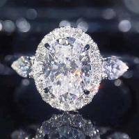 Zirkonia Messing Finger Ring, oval, platiniert, verschiedene Größen vorhanden & Micro pave Zirkonia & für Frau, 8x10mm, Größe:6-10, verkauft von PC