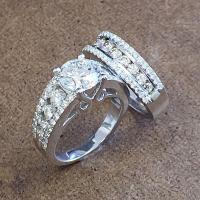 Brass Ring Set, Geometrical Pattern, platinum plated & micro pave cubic zirconia & for woman, 9mm, US Ring 