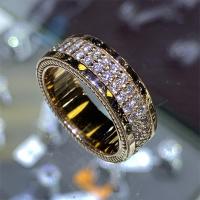 Цирконий Micro Pave Латунь палец кольцо, Геометрический узор, плакирован золотом, разный размер для выбора & инкрустированное микро кубического циркония & Женский, 7mm, размер:6-10, продается PC