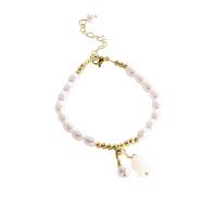 Bracelets de perles en plastique, laiton, avec Plastique ABS perle, avec 4.5cm chaînes de rallonge, fade et jamais plaqué de haute qualité, bijoux de mode & pour femme, deux couleurs différentes cm, Vendu par brin