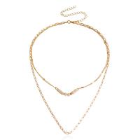 Resin Zinc Alloy Necklace, with Resin, with 10cm extender chain, gold color plated, Double Layer & fashion jewelry & for woman cm 