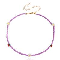 Glass Seed Beads Necklace, Zinc Alloy, with Seedbead, gold color plated, fashion jewelry & for woman 10mm cm 
