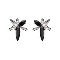 Zinc Alloy Rhinestone Stud Earring, silver color plated, fashion jewelry & for woman & with glass rhinestone 