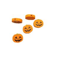 Halloween Jewelry Bead, Wood, Pumpkin, stoving varnish, DIY, orange 