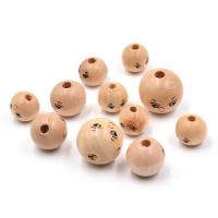 Druck Holz Perlen, rund, Einbrennlack, DIY & verschiedene Größen vorhanden, ca. 100PCs/Tasche, verkauft von Tasche