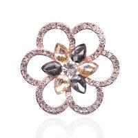 Rhinestone Zinc Alloy Brooch, with Crystal, Flower, rose gold color plated, for woman & with rhinestone & hollow 
