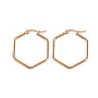 Stainless Steel Hoop Earring, 304 Stainless Steel, Hexagon, gold color plated, fashion jewelry & for woman, golden 
