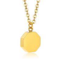 Stainless Steel Jewelry Necklace, 304 Stainless Steel, with 1.97INCH extender chain, Octagon, 18K gold plated, fashion jewelry & for woman, golden Approx 17.72 Inch 