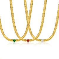 Zirkonia Edelstahl Halskette, 304 Edelstahl, mit Verlängerungskettchen von 1.97inch, Modeschmuck & für Frau & mit kubischem Zirkonia, goldfarben, 6mm, Länge:ca. 15.75 ZollInch, verkauft von Strang