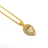 Collar de cobre con los diamantes de imitación, metal, Hoja, chapado en color dorado, Joyería & para mujer & con diamantes de imitación, dorado, 13x24mm, longitud:45 cm, Vendido por UD