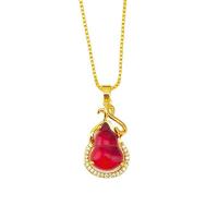 Gemstone Necklaces, Brass, with Chalcedony, Calabash, gold color plated, fashion jewelry & for woman & with rhinestone cm 