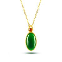 Gemstone Necklaces, Brass, with Chalcedony, Oval, gold color plated, fashion jewelry & for woman cm 