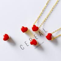 Brass Jewelry Necklace, Heart, gold color plated, fashion jewelry & for woman & epoxy gel, red cm 