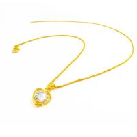 Brass Cubic Zirconia Necklace, with Cubic Zirconia, Heart, gold color plated, fashion jewelry & for woman cm 