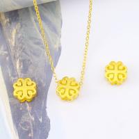 Brass Jewelry Necklace, Four Leaf Clover, gold color plated, fashion jewelry & for woman, gold cm 