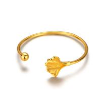 Brass Cuff Bangle, Ginkgo Leaf, gold color plated, fashion jewelry & for woman, golden, 3mm, Inner Approx 60mm 