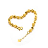 Brass Bracelets, with 3cm extender chain, gold color plated, fashion jewelry & for woman, golden, 6mm cm 