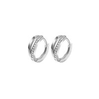 Sterling Silver Huggie Hoop Earring, 925 Sterling Silver, plated, micro pave cubic zirconia & for woman 10.5mm 