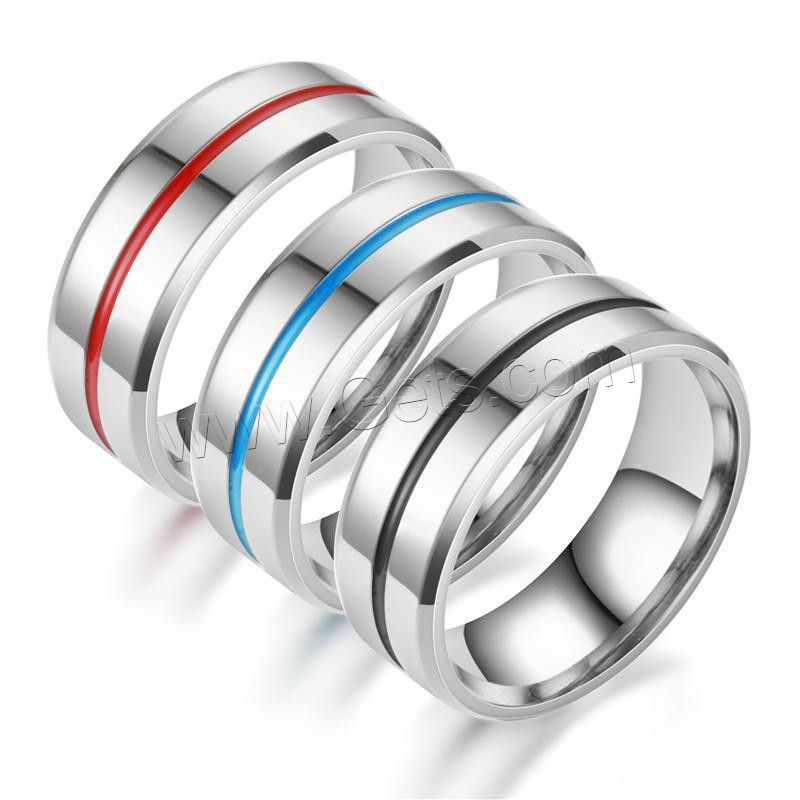 Anillo de dedo de acero Titanium de, Partículas de acero, pulido, unisexo & diverso tamaño para la opción & esmalte, más colores para la opción, Vendido por UD