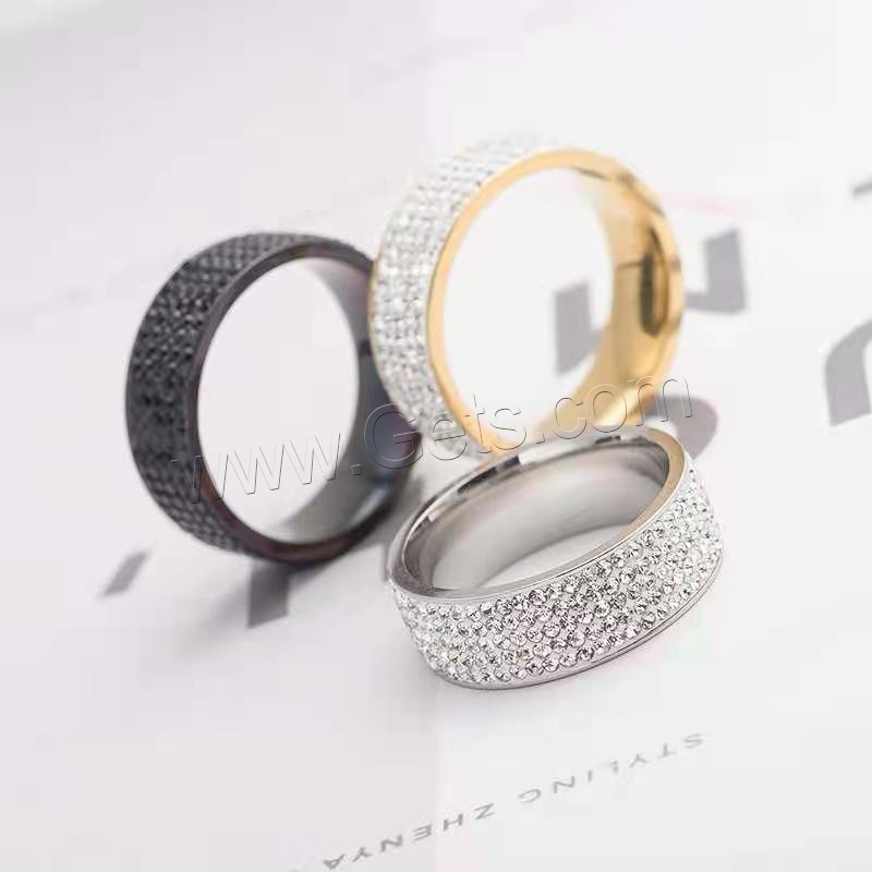 Titanium Steel Finger Ring, plated, Unisex & different size for choice & micro pave cubic zirconia, more colors for choice, Sold By PC