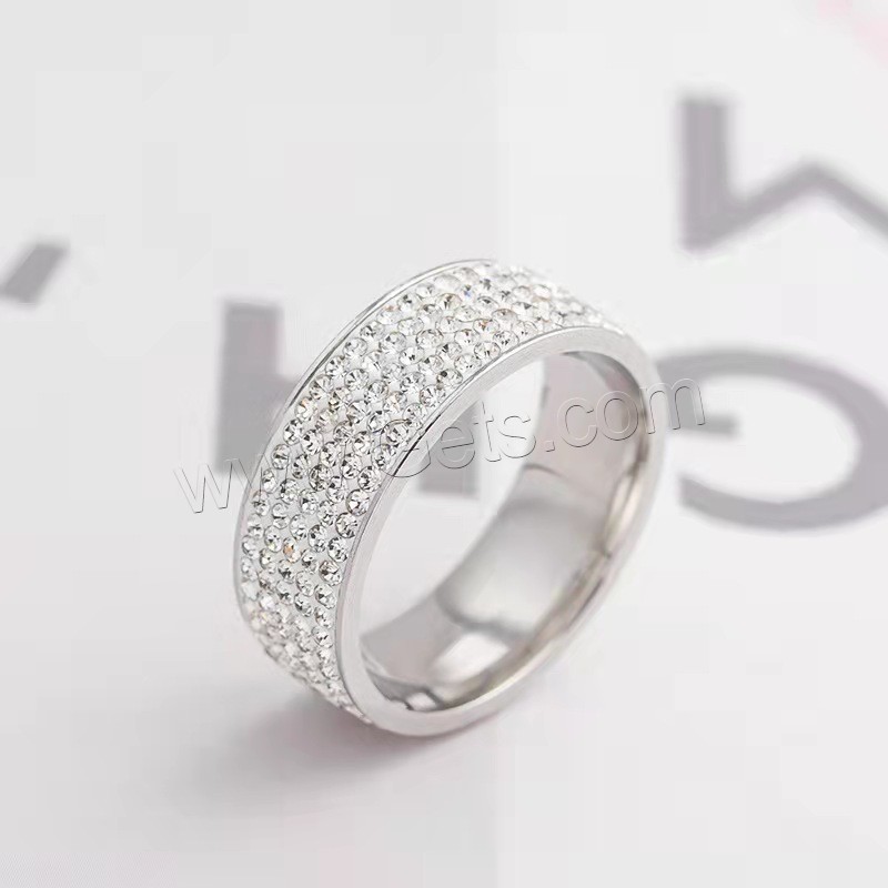 Titanium Steel Finger Ring, plated, Unisex & different size for choice & micro pave cubic zirconia, more colors for choice, Sold By PC