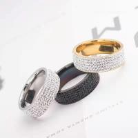Titanium Steel Finger Ring, plated, Unisex & micro pave cubic zirconia 