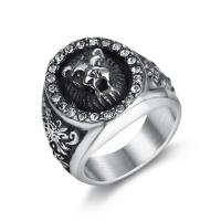 Titanium Steel Finger Ring, anoint, Unisex & micro pave cubic zirconia 