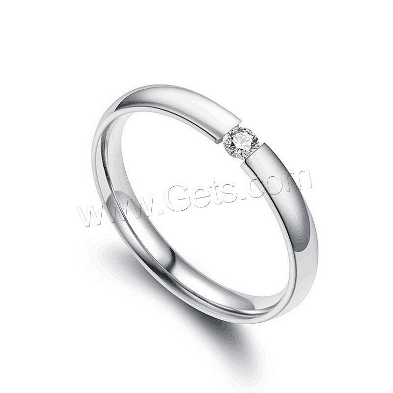 Titanium Steel Finger Ring, plated, different size for choice & micro pave cubic zirconia & for woman, more colors for choice, Sold By PC