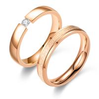 Titanium Steel Finger Ring, rose gold color plated & frosted, rose gold color 