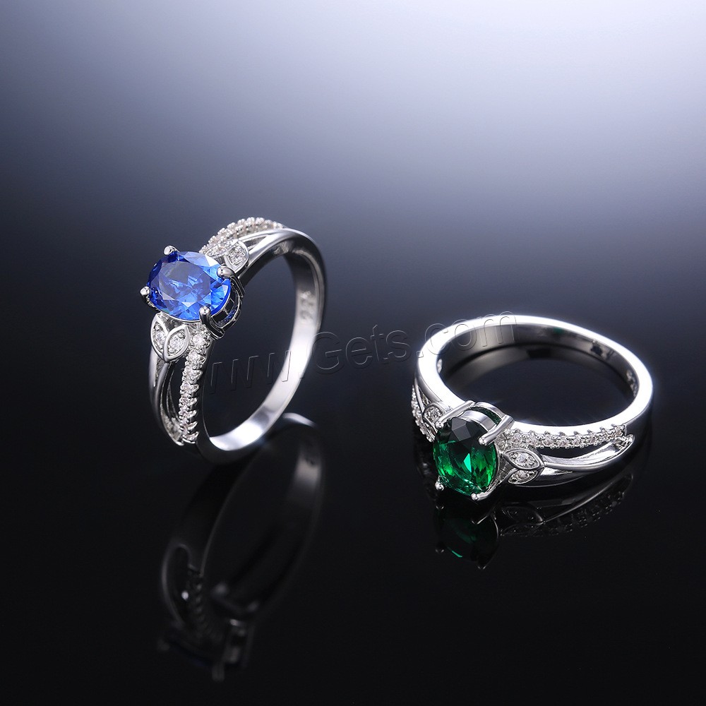 Zirkonia Messing Finger Ring, oval, platiniert, verschiedene Größen vorhanden & Micro pave Zirkonia & für Frau, keine, 6x8mm, Größe:6-10, verkauft von PC