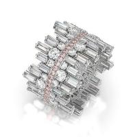Цирконий Micro Pave Латунь палец кольцо, Геометрический узор, покрытый платиной, разный размер для выбора & инкрустированное микро кубического циркония & Женский, Много цветов для выбора, размер:5-10, продается PC