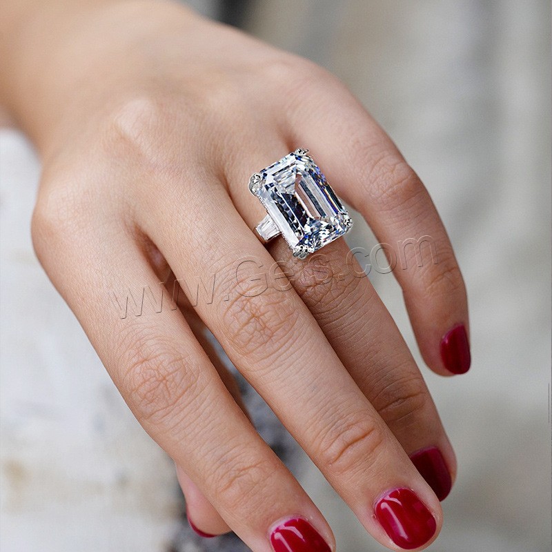 Zirkonia Messing Finger Ring, Geometrisches Muster, platiniert, verschiedene Größen vorhanden & für Frau & mit kubischem Zirkonia, keine, 10x14mm, Größe:6-10, verkauft von PC