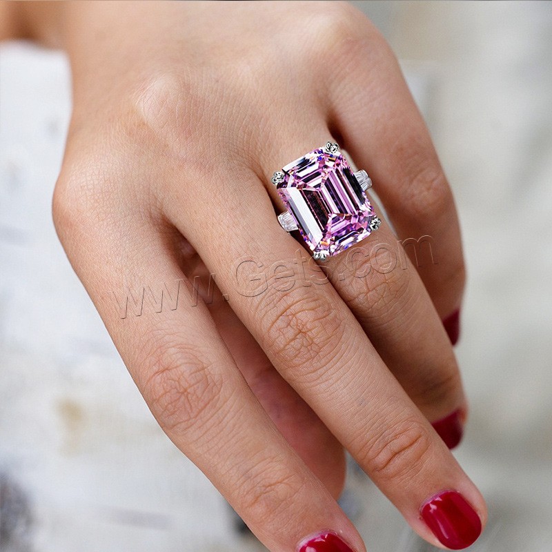 Zirkonia Messing Finger Ring, Geometrisches Muster, platiniert, verschiedene Größen vorhanden & für Frau & mit kubischem Zirkonia, keine, 10x14mm, Größe:6-10, verkauft von PC