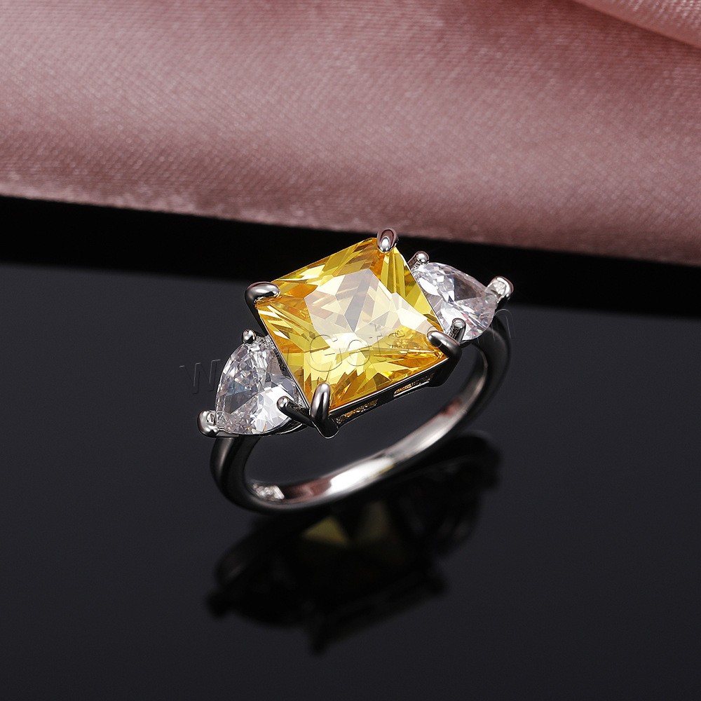 Zirkonia Messing Finger Ring, Geometrisches Muster, platiniert, verschiedene Größen vorhanden & für Frau & mit kubischem Zirkonia, keine, 22x10mm, Größe:6-10, verkauft von PC