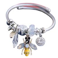 Stainless Steel Bangle, 304 Stainless Steel, with Crystal & Zinc Alloy, Butterfly, plated, for woman & enamel & with rhinestone 55mm 