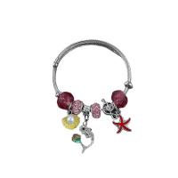 Stainless Steel Bangle, 304 Stainless Steel, with Crystal & Plastic Pearl & Zinc Alloy, Dolphin, for woman & enamel & with rhinestone 55mm 