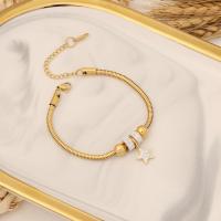 304 Stainless Steel Bracelet, with 1.97inch extender chain, Vacuum Ion Plating, fashion jewelry & for woman & with rhinestone, golden Approx 7.09 Inch 