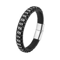 PU Leather Cord Bracelets, 316L Stainless Steel, with Leather, fashion jewelry & Unisex 20mm Approx 8.27 Inch 